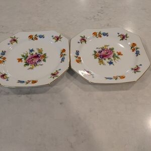 Noritake Floral Porcelain Plates with Gold Trim 5.95" In Diameter